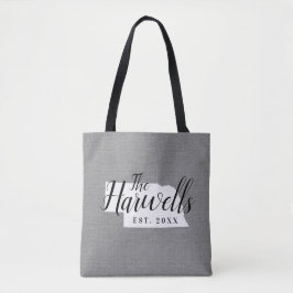 Nebraska Family Monogram State Tote Bag Tygkasse