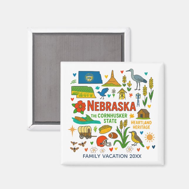 Nebraska Family Trip Keepsake Custom Magnet (Front/Back)