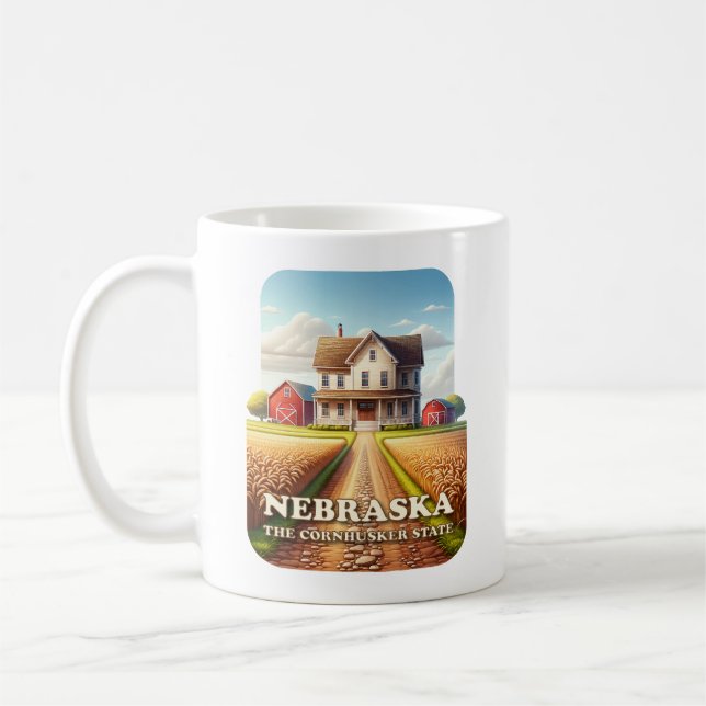Nebraska Farm House och Wheat Fält Kaffemugg (Vänster)
