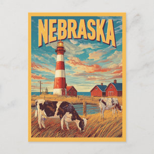 Nebraska Farm Vintage resor Vykort