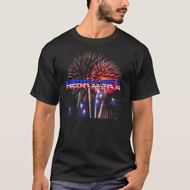 Nebraska Fireworks Tee Shirt (Framsida)