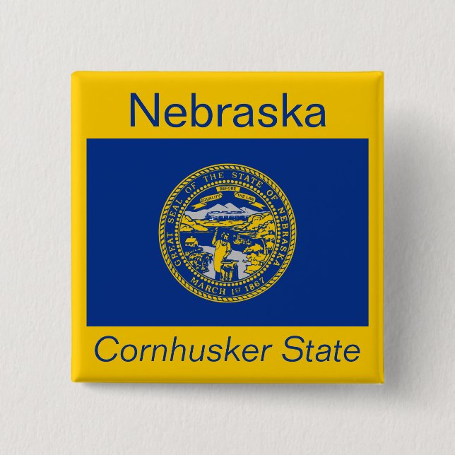 Nebraska Flagga Button Knapp (Framsida)