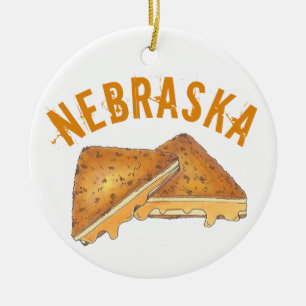 Nebraska Fried Tosted Cheese Frenchees Sandwich Julgransprydnad Keramik