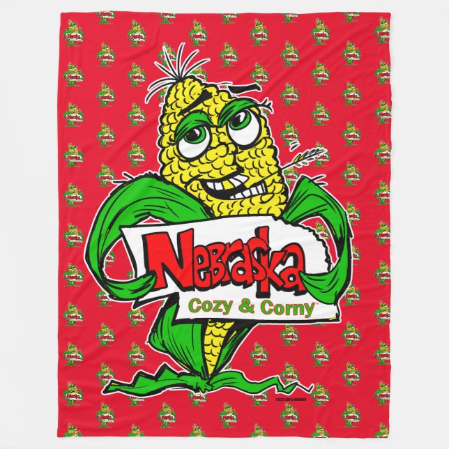 Nebraska Funny Tecknad Maj Cob Fleecefilt (Framsidan)