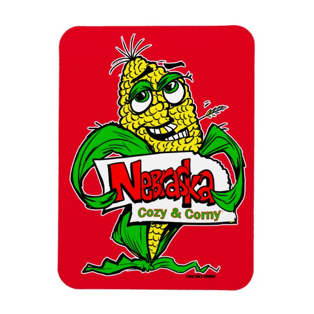 Nebraska Funny Tecknad Maj Cob Magnet (Vertikal)