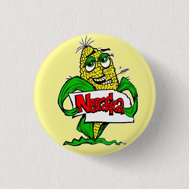 Nebraska Funny Tecknad Maj Pin Button Knapp (Framsida)