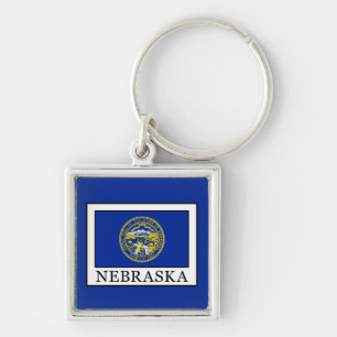 Nebraska Fyrkantig Silverfärgad Nyckelring