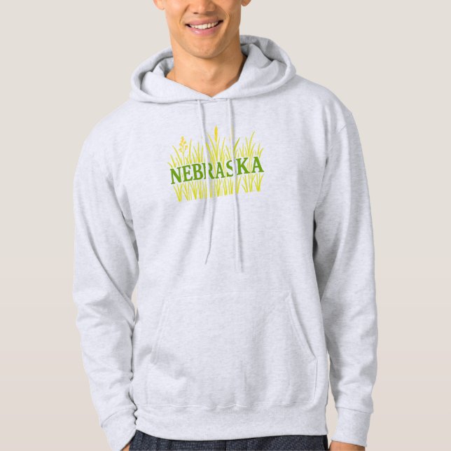 Nebraska Grassland Typography | Rustic Tallgräs Hoodie (Framsida)