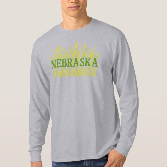 Nebraska Grassland Typography | Rustic Tallgräs T Shirt (Framsida)