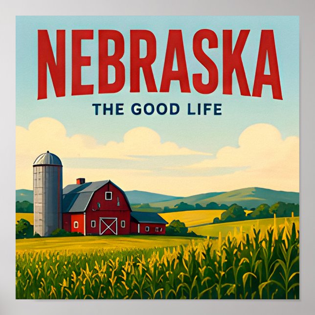 Nebraska Great Plains Sandhills Midwest Road Trip Poster (Framsidan)