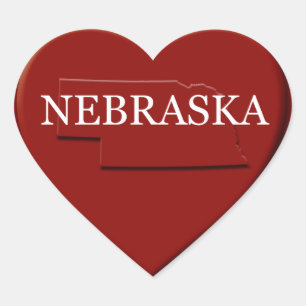 Nebraska Heart Karta Design Sticker Hjärtformat Klistermärke