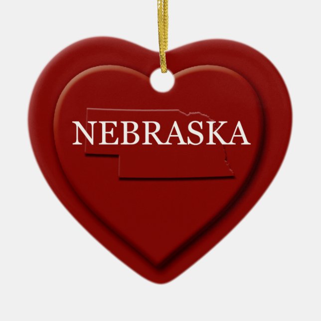 Nebraska Heart Karta jul Ornament (Framsidan)