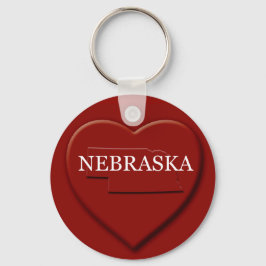 Nebraska Heart Karta Keychain Nyckelring