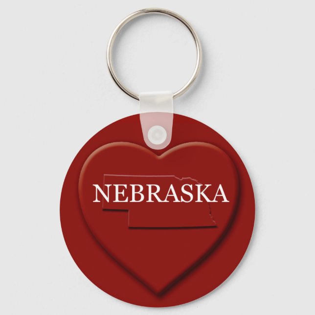 Nebraska Heart Karta Keychain Nyckelring (Framsida)