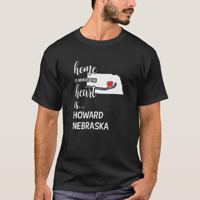 Nebraska hem är där hjärtat är Howard County T Shirt (Framsida)
