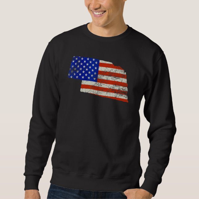 Nebraska Hem Usa Flagga Lång Ärmad Tröja (Framsida)