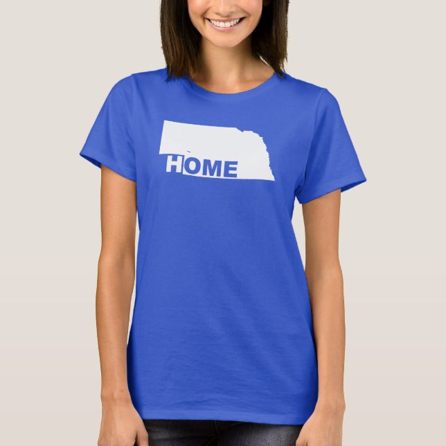 Nebraska Hemma Borta Från Stat T-Shirt Tees (Framsida)