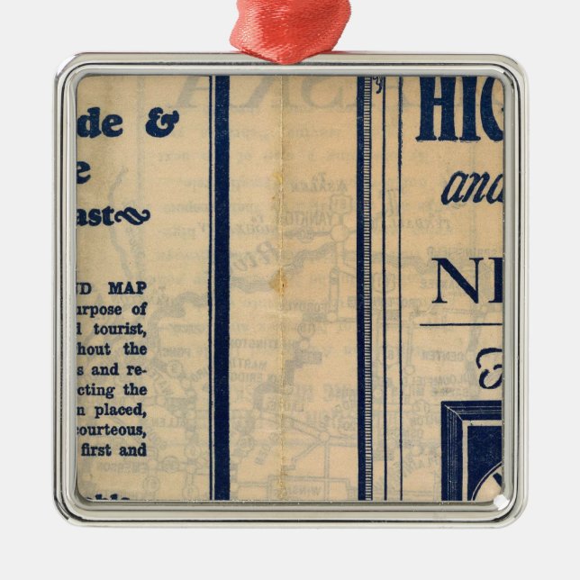 Nebraska Highway Karta Julgransprydnad Metall (Framsidan)