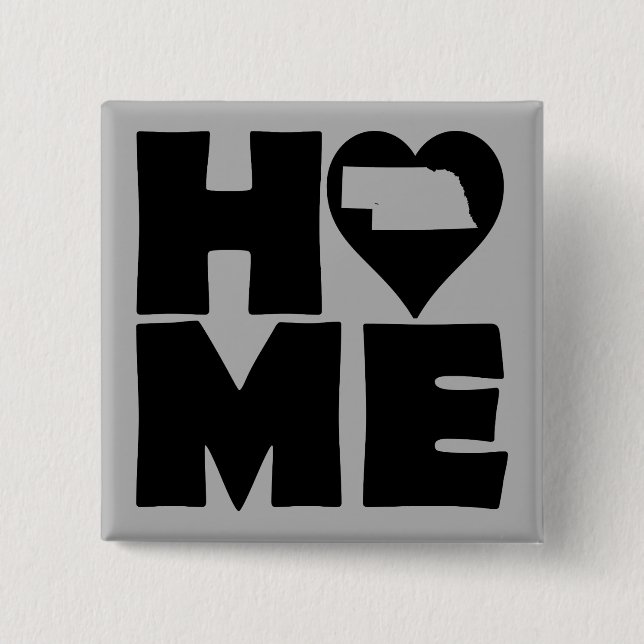 Nebraska Home Heart State Button Badge Pin Knapp (Framsida)