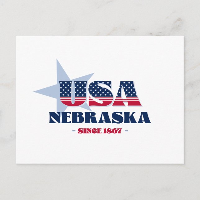 Nebraska in Red, White and Blue Postcard Vykort (Framsida)
