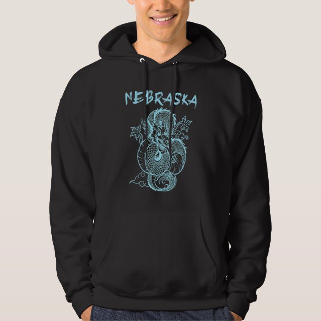 Nebraska Japanska Dragon Hoodie (Framsida)