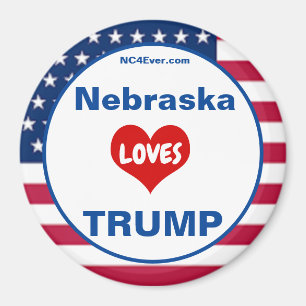 Nebraska KÄRLEK TRUMP Patriotic Fridge Magnet