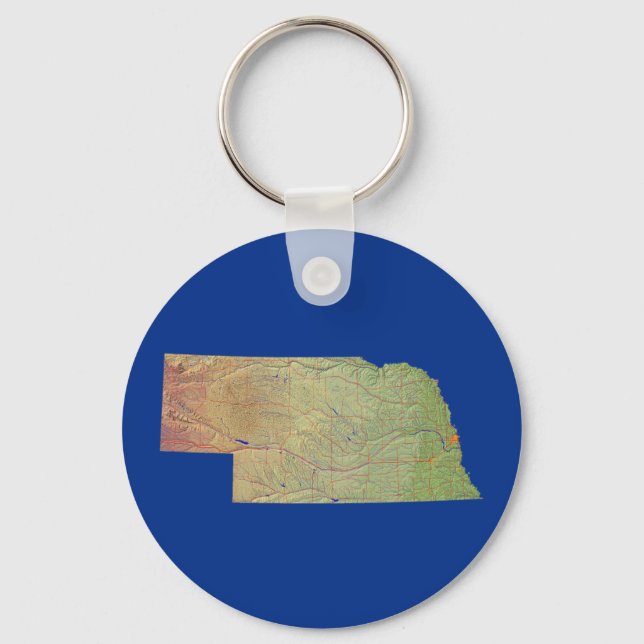 Nebraska Karta Keychain Nyckelring (Framsida)