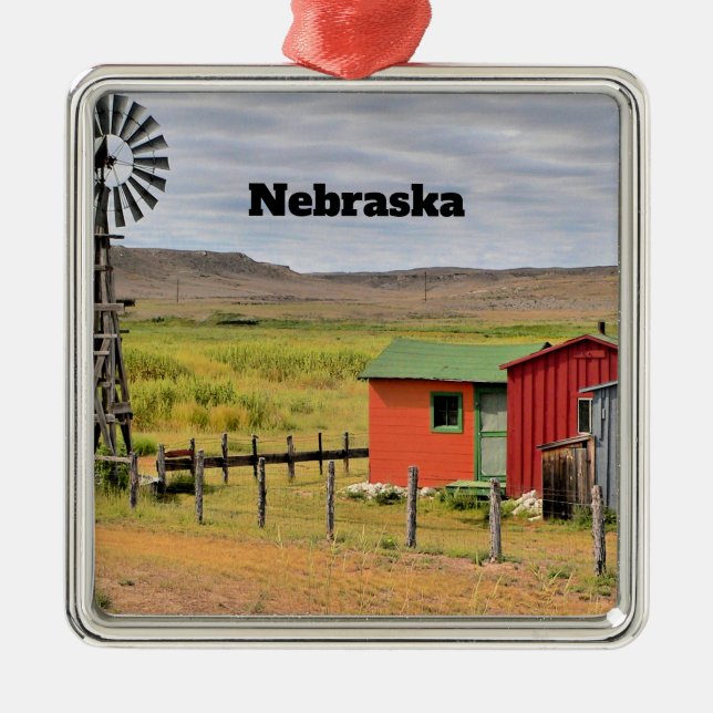 Nebraska, landskapsfoto, julgransprydnad metall (Framsidan)