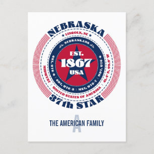 Nebraska, Lincoln, NE, Patriotic, Monogram Vykort