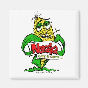 Nebraska maj cob tecknad magnet