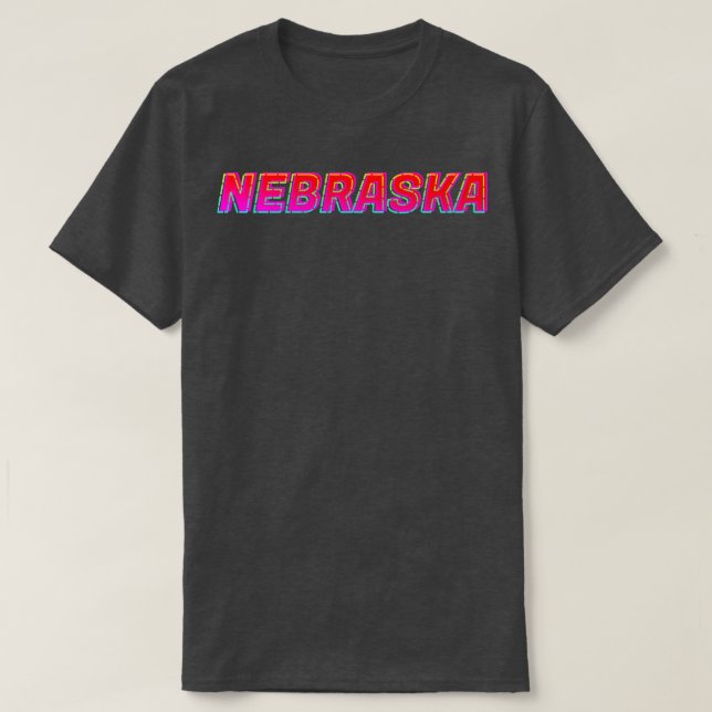 Nebraska Neon Text Sign Typography-kontur1 T Shirt (Design framsida)