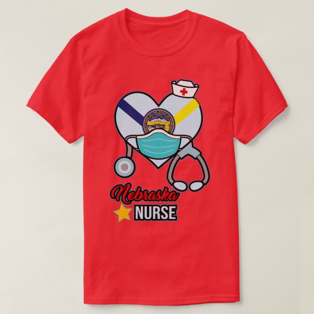 Nebraska Nurse Kärlek RN LPN CNA State Nursing Gif T Shirt (Design framsida)