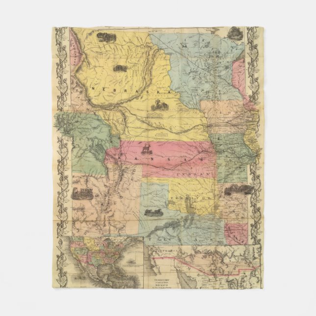 Nebraska och Kansas 2 Fleecefilt (Framsidan)