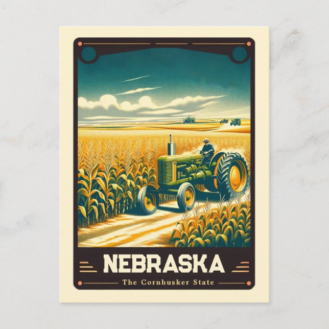 Nebraska | Patriotisk Vintage Vykort (Framsida)
