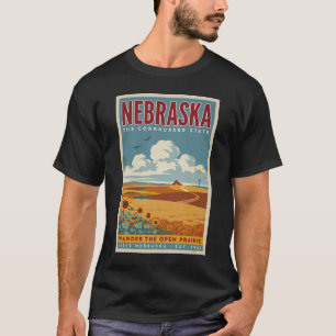 Nebraska Prärielandgård Illustration Resa Konst T Shirt
