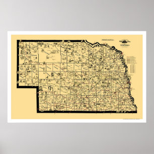 Nebraska Railroad Karta 1897 Poster