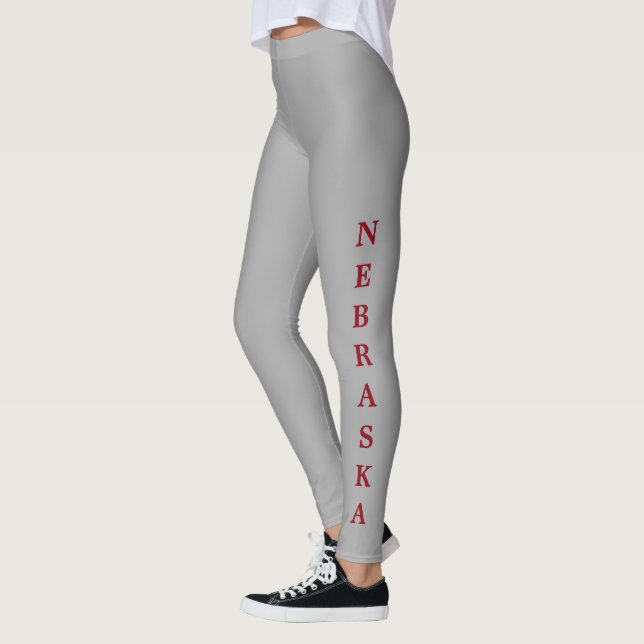 Nebraska Red Lettering Grått Leggings (Vänster)