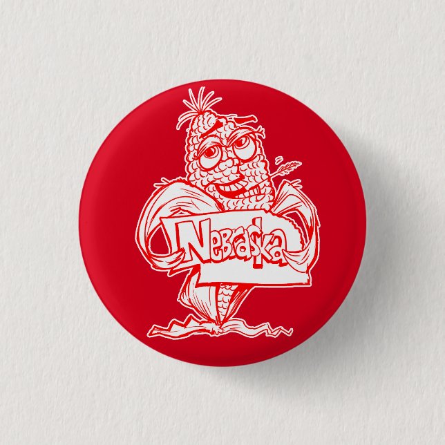 Nebraska Red Pin Button Knapp (Framsida)