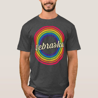 Nebraska Retro Regbow Faded Stil T Shirt