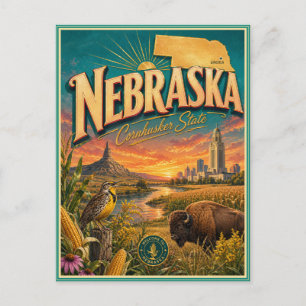 Nebraska Retro Resor Minnessak Postkort Vykort