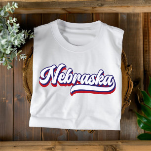 Nebraska Röd Vit Och Blå Vintage Script T-Shirt