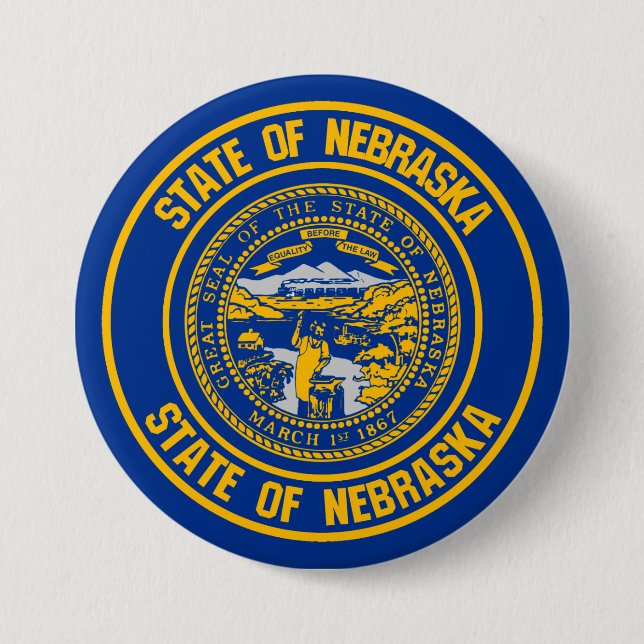 Nebraska Round Emblem Knapp (Framsida)