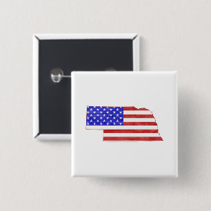 Nebraska Shaped American Flagga Knapp