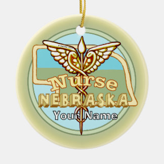 Nebraska Sjuksköterska Caduceus Julgransprydnad Keramik