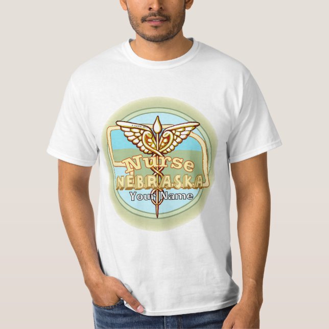 Nebraska Sjuksköterska Caduceus T Shirt (Framsida)