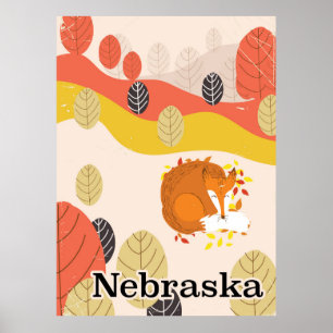 Nebraska Sleeping Fox vintage resor poster