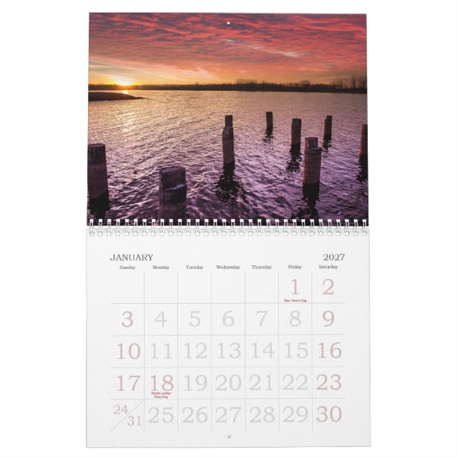 Nebraska solnedgångar 2013 kalender (Jan 2027)