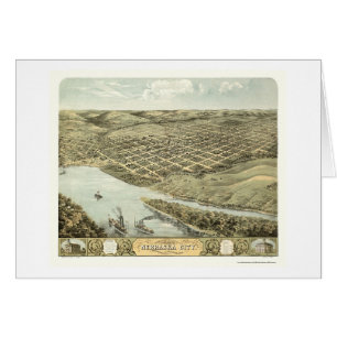 Nebraska stad, panorama- karta för NE - 1868 Hälsningskort