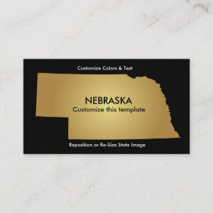 Nebraska State Affärskort Metallic Guld Visitkort