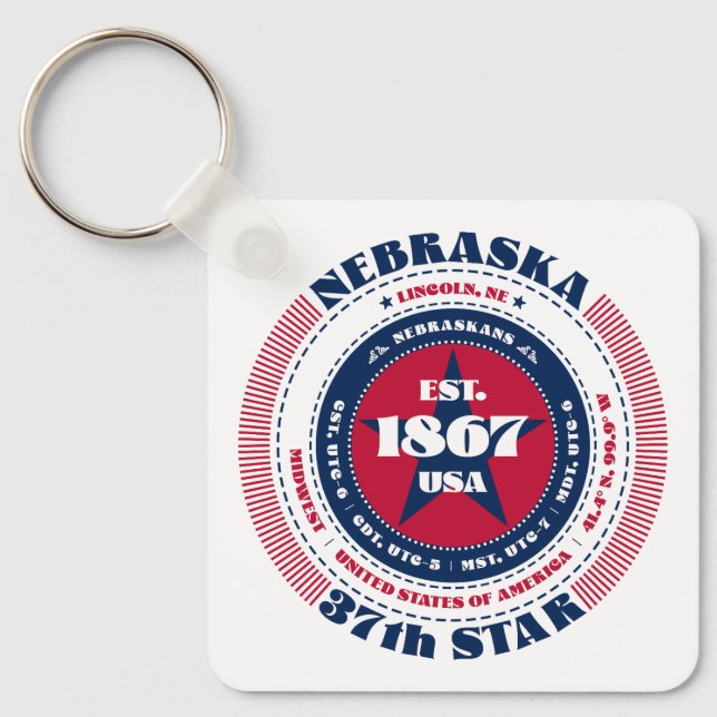 Nebraska State Keychain Nyckelring (Framsida)